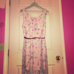 Pink Floral Lace Sleeveless Dress